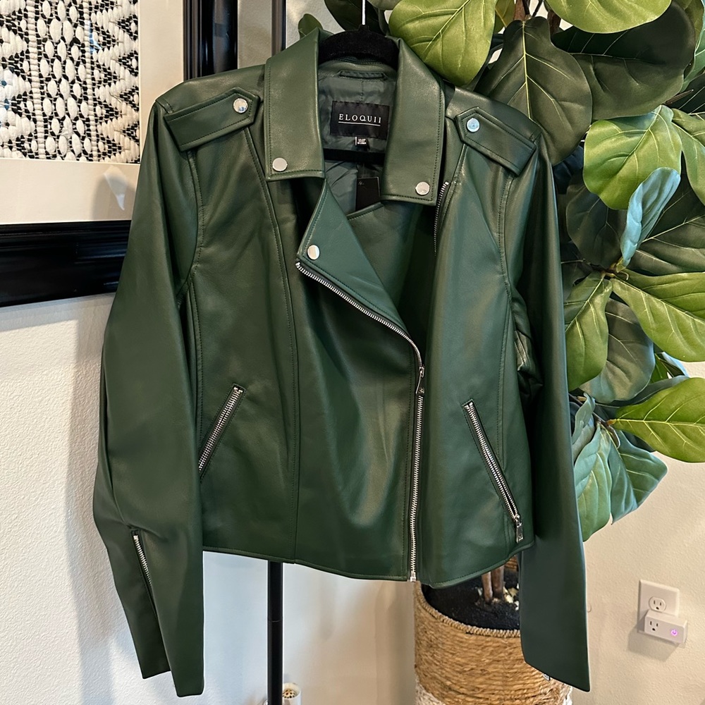 NWT ELOQUII Moto Jacket - Forest Green